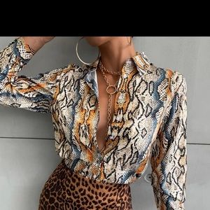Multicolored snake skin blouse